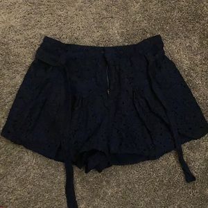 Blue lace shorts